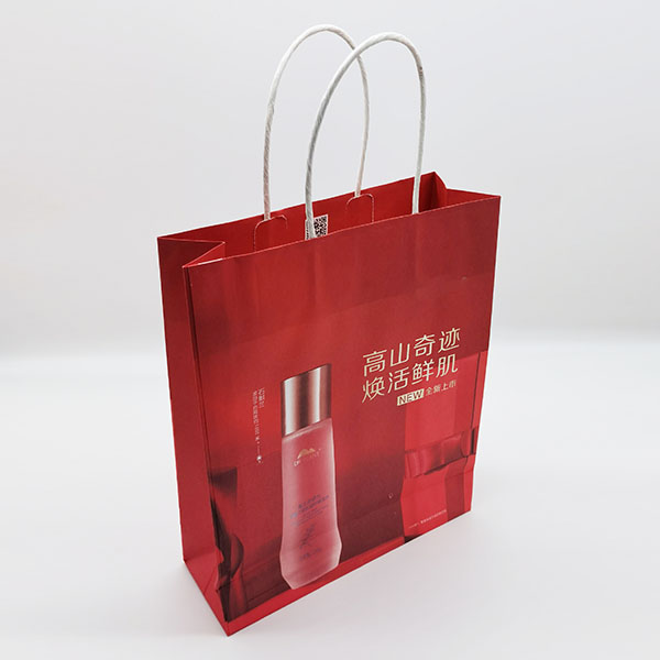 Custom printed white kraft paper bag with handle