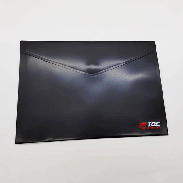 Black document pouch with velcro closure