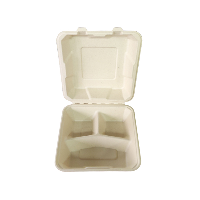 3 compartment sugarcane lunch box