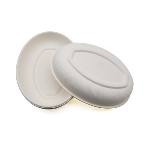 White oval sugarcane bowls