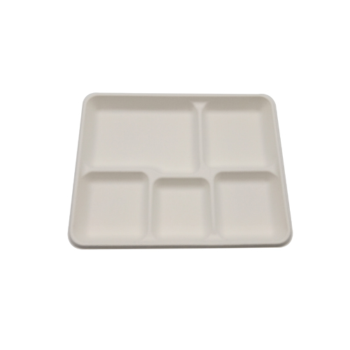 5 Compartment large square sugarcane tray