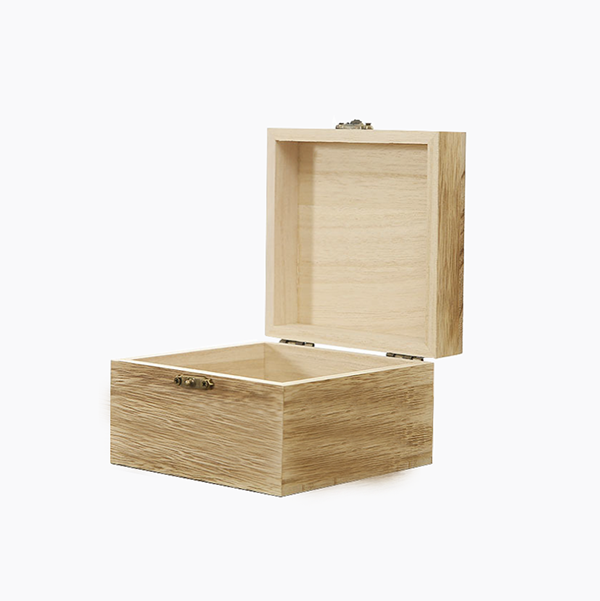 Natural wooden box with custom branding for corporate gifting