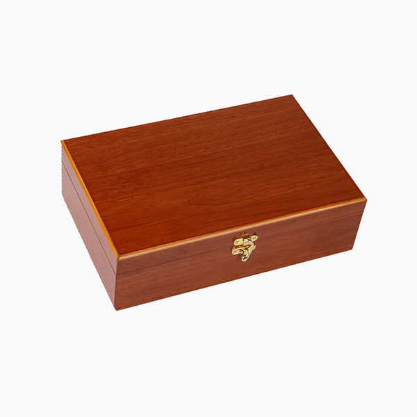 Wooden box with velvet lining and lock for delicate items